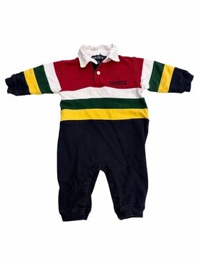 Nautica Vintage Navy Colorblock Cotton Baby One-Piece Jumpsuit 6-12 months